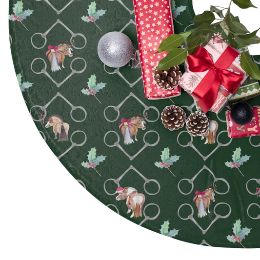 Adorable Ponies Bits and Holly Hunter Green Christmas Tree Skirt