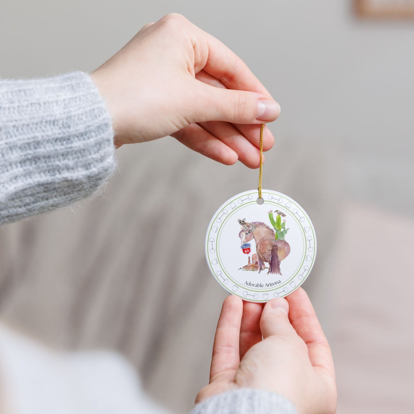 Adorable Arizona Ceramic Ornaments, Custom Holiday Decor, 2-Sided Christmas Ornament, Unique Gift, Home Decoration, Keepsake