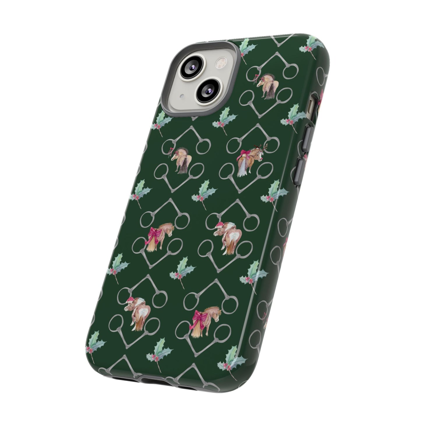 Adorable Little Ponies and Holly in Hunter Green Tough Phone Case