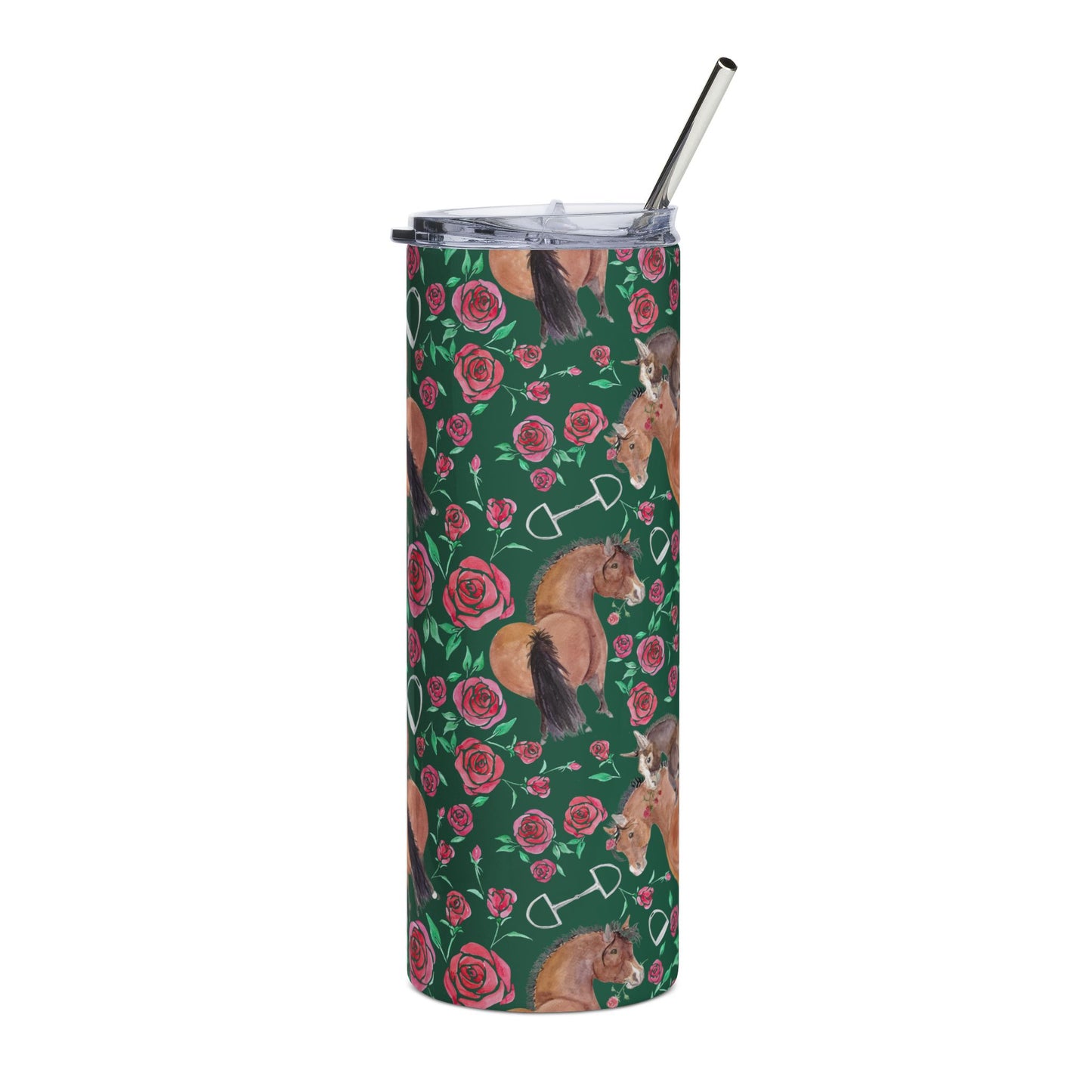 20oz Stainless Tumbler — Adorable Rose and Rico - Green