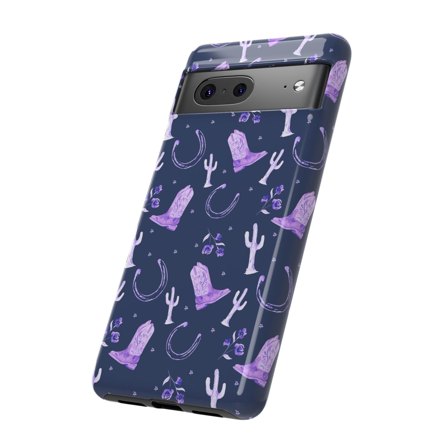 Lucky Boots in Navy and Lavender Tough Phone Case