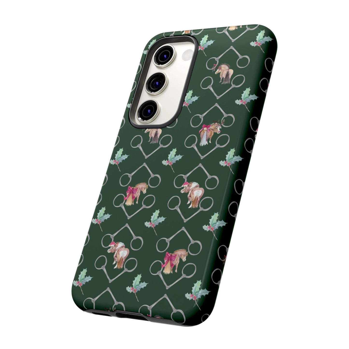 Adorable Little Ponies and Holly in Hunter Green Tough Phone Case