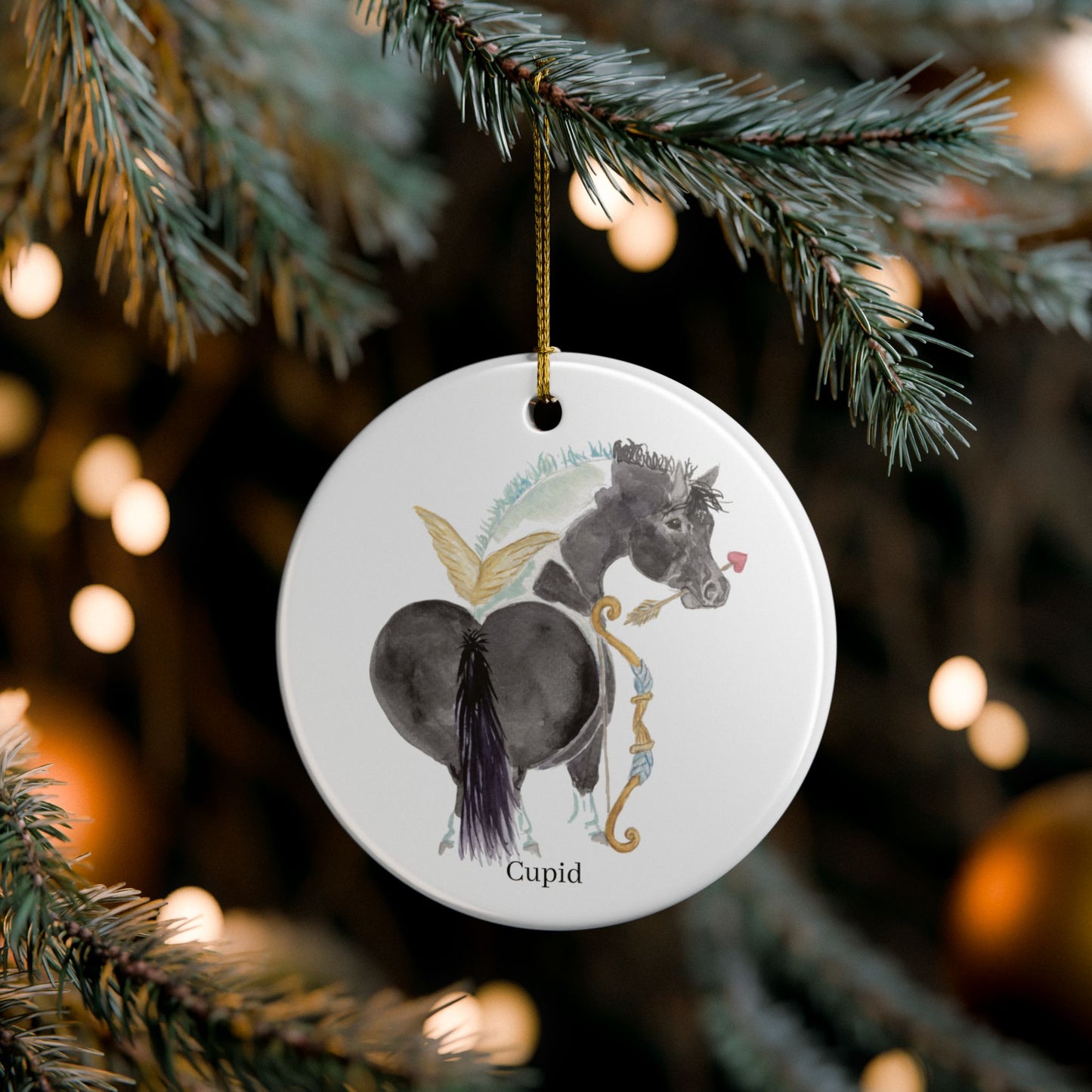 Adorable Cupid Ceramic Ornaments, Custom Holiday Decor, 2-Sided Christmas Ornament, Unique Gift, Home Decoration, Keepsake