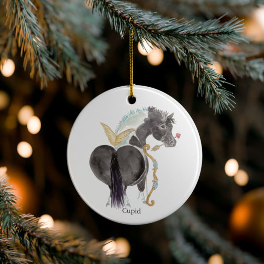 Adorable Cupid Ceramic Ornaments, Custom Holiday Decor, 2-Sided Christmas Ornament, Unique Gift, Home Decoration, Keepsake