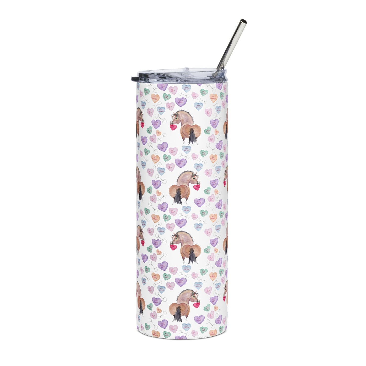 Adorable Be mine  Chubby pony - Equestrian 20 oz Stainless Steel Tumbler