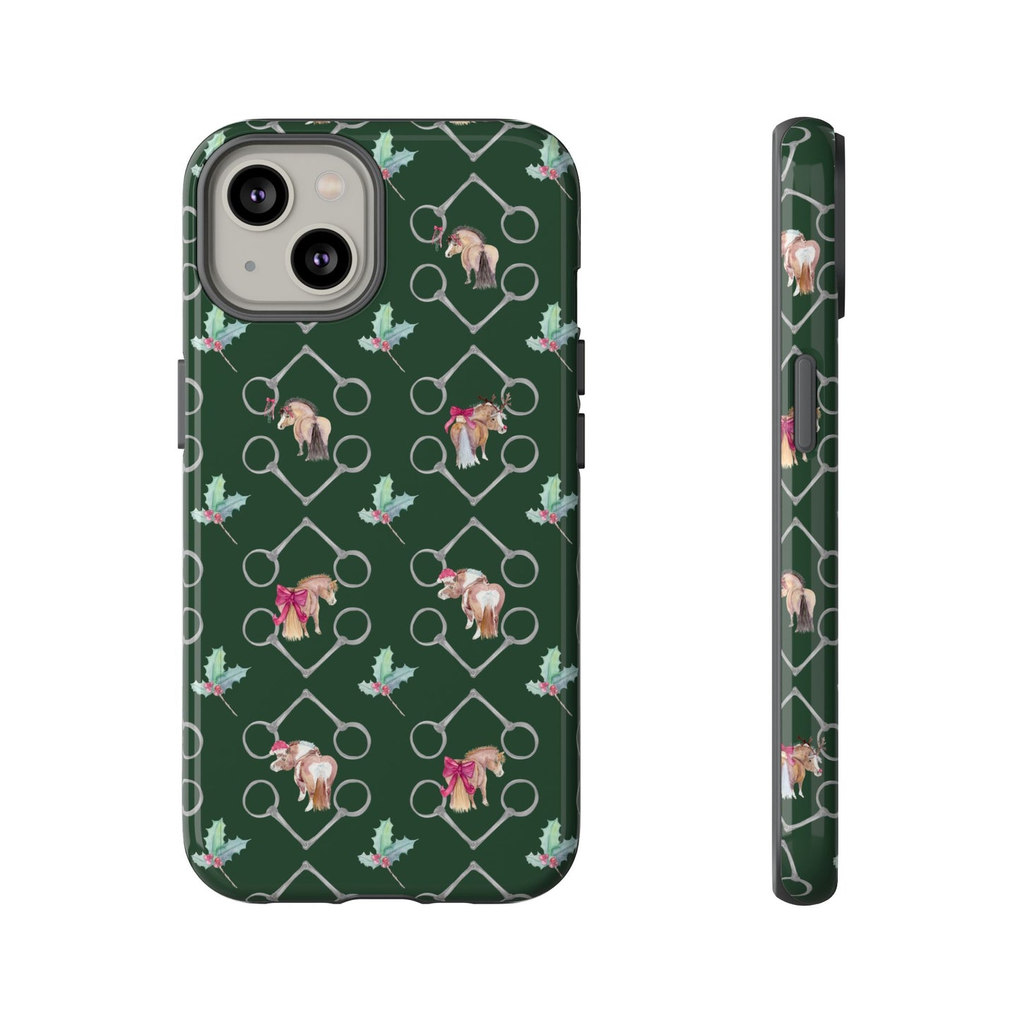 Adorable Little Ponies and Holly in Hunter Green Tough Phone Case