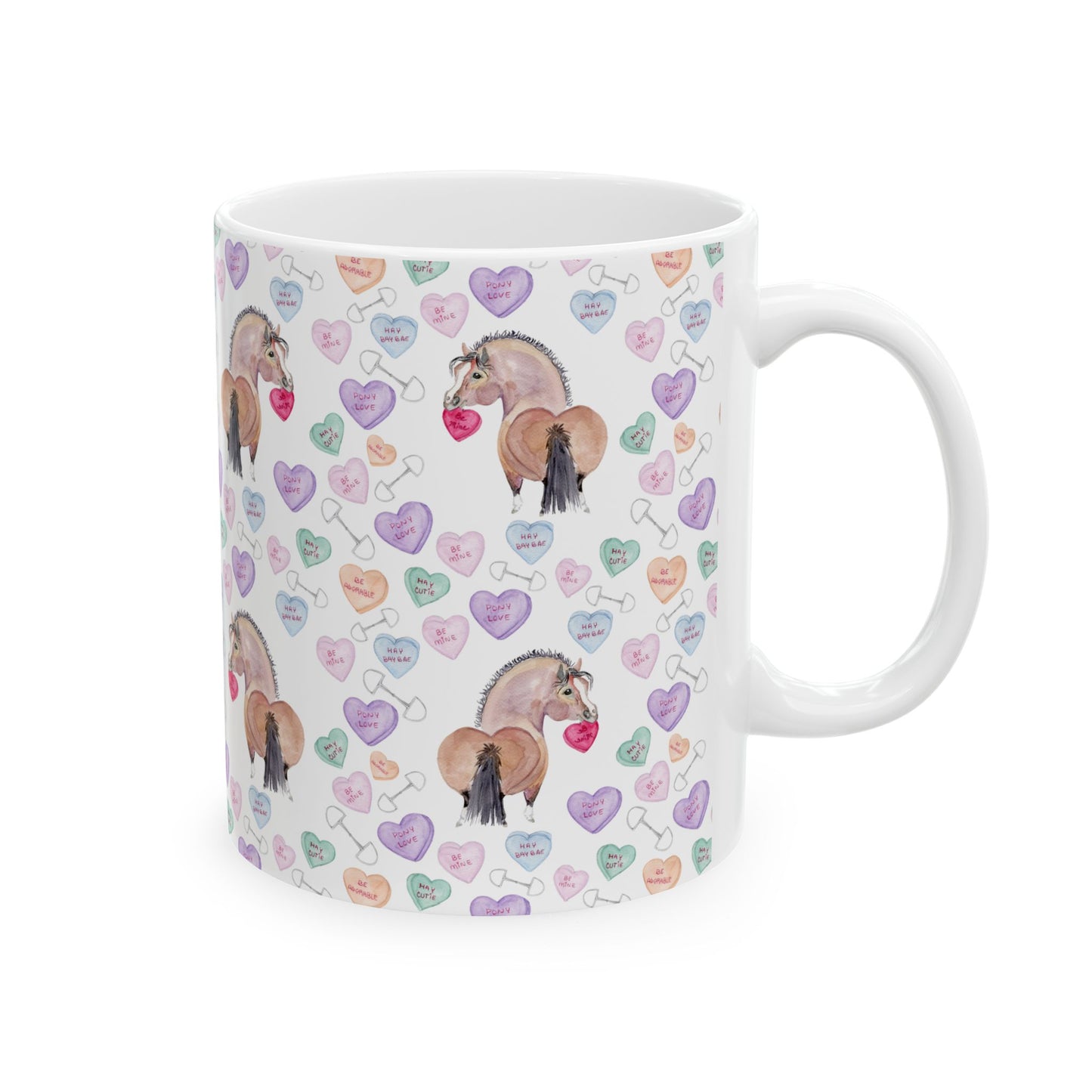 Mug - Adorable Be Mine Valentine Pony Ceramic Coffee Cup (11oz/15oz)