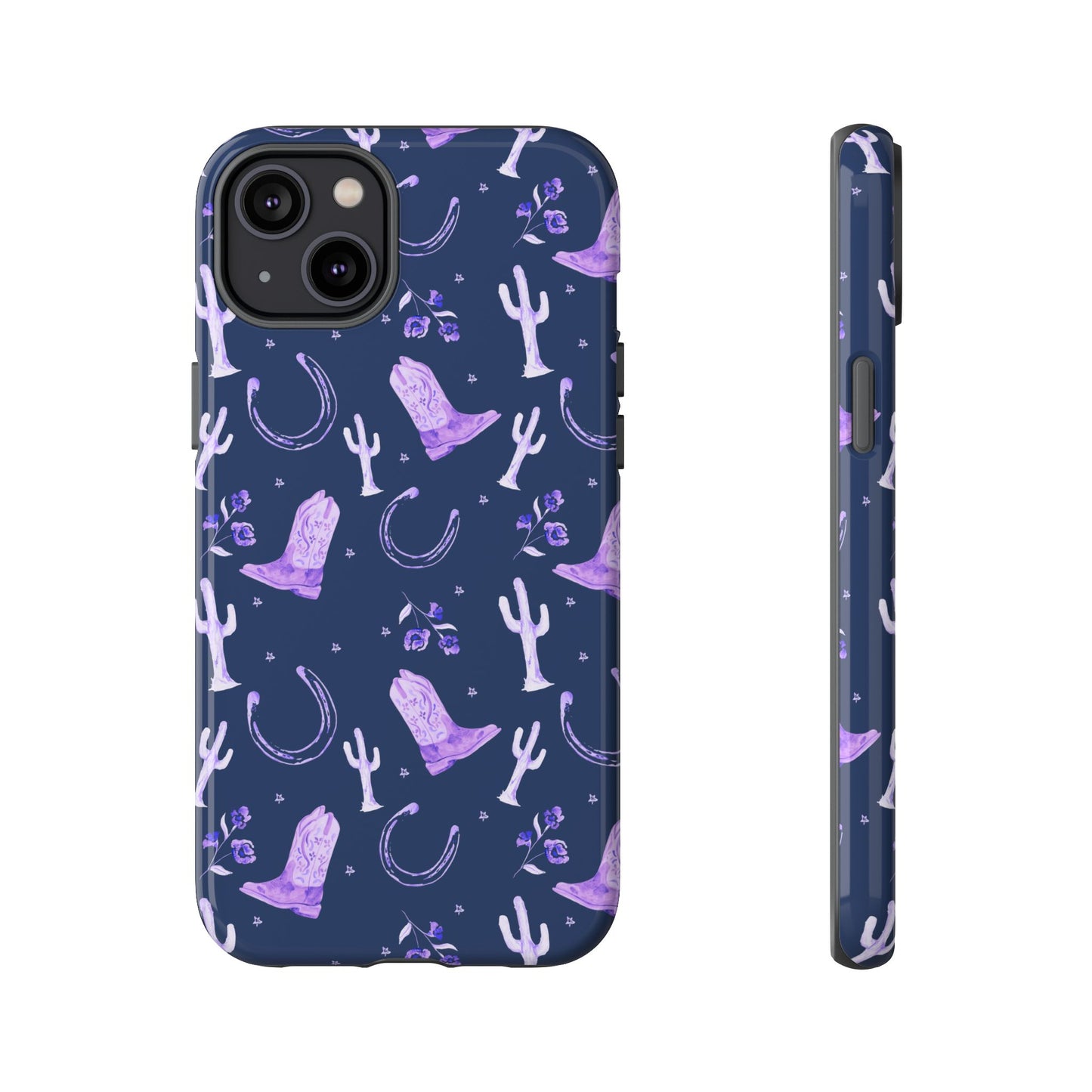 Lucky Boots in Navy and Lavender Tough Phone Case