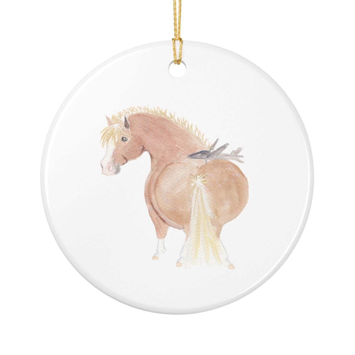 Goose Ceramic Ornament — Cute Black Pony Holiday Decoration