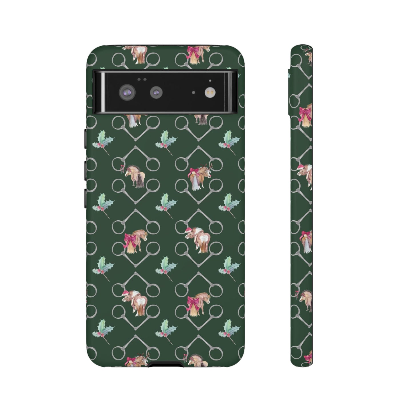 Adorable Little Ponies and Holly in Hunter Green Tough Phone Case