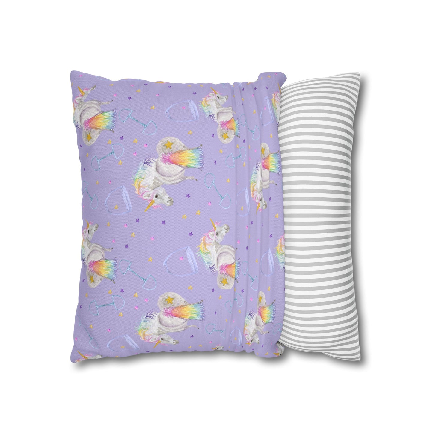 Adorable Little Unicorn Print - lavender Spun Polyester Square Pillowcase