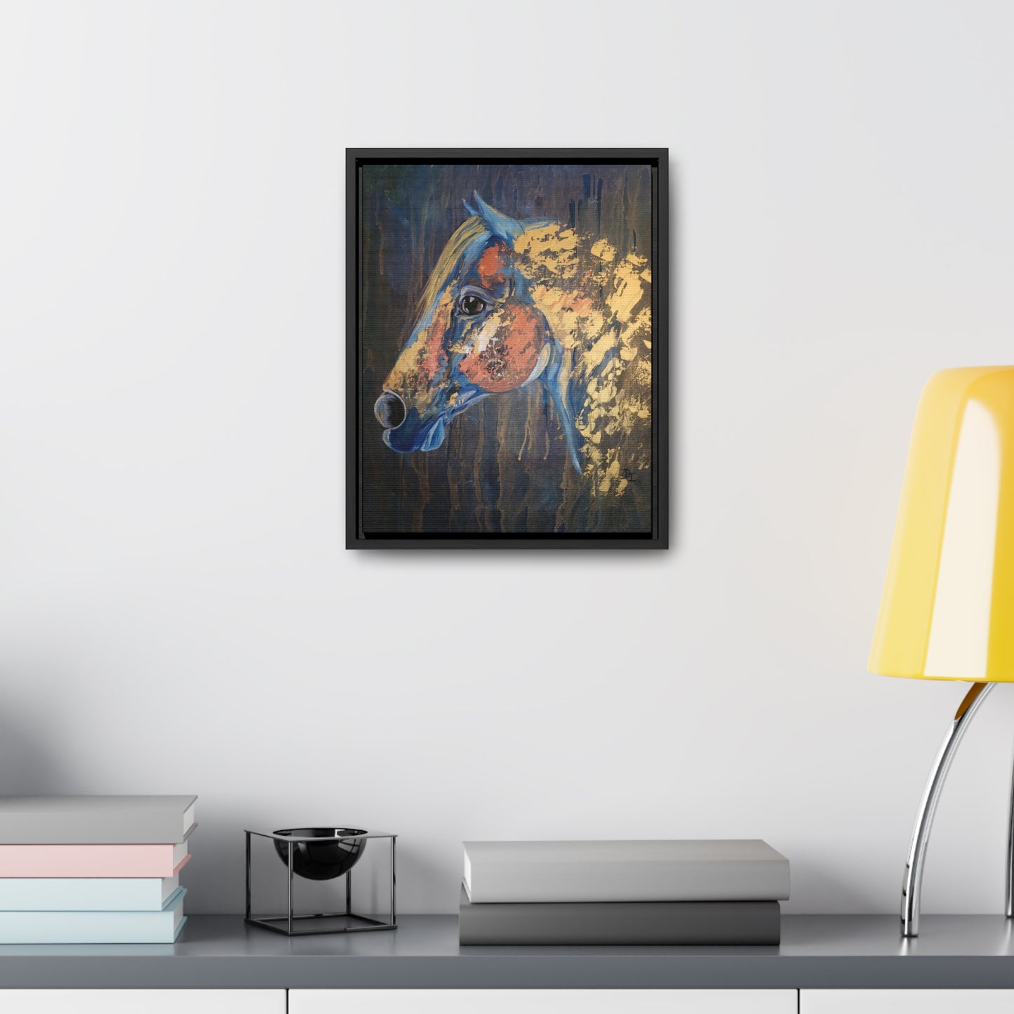 Love Blue and Gold Gallery Canvas Wraps, Vertical Frame