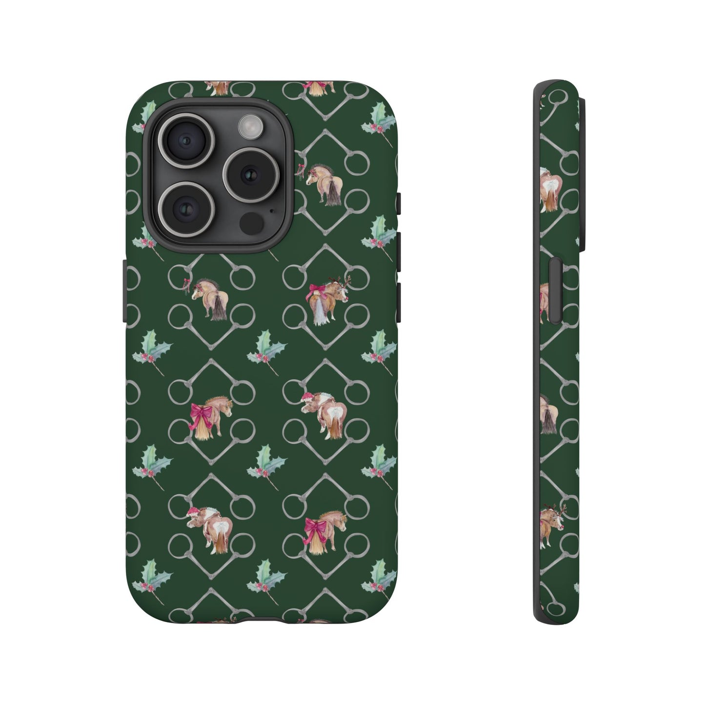 Adorable Little Ponies and Holly in Hunter Green Tough Phone Case