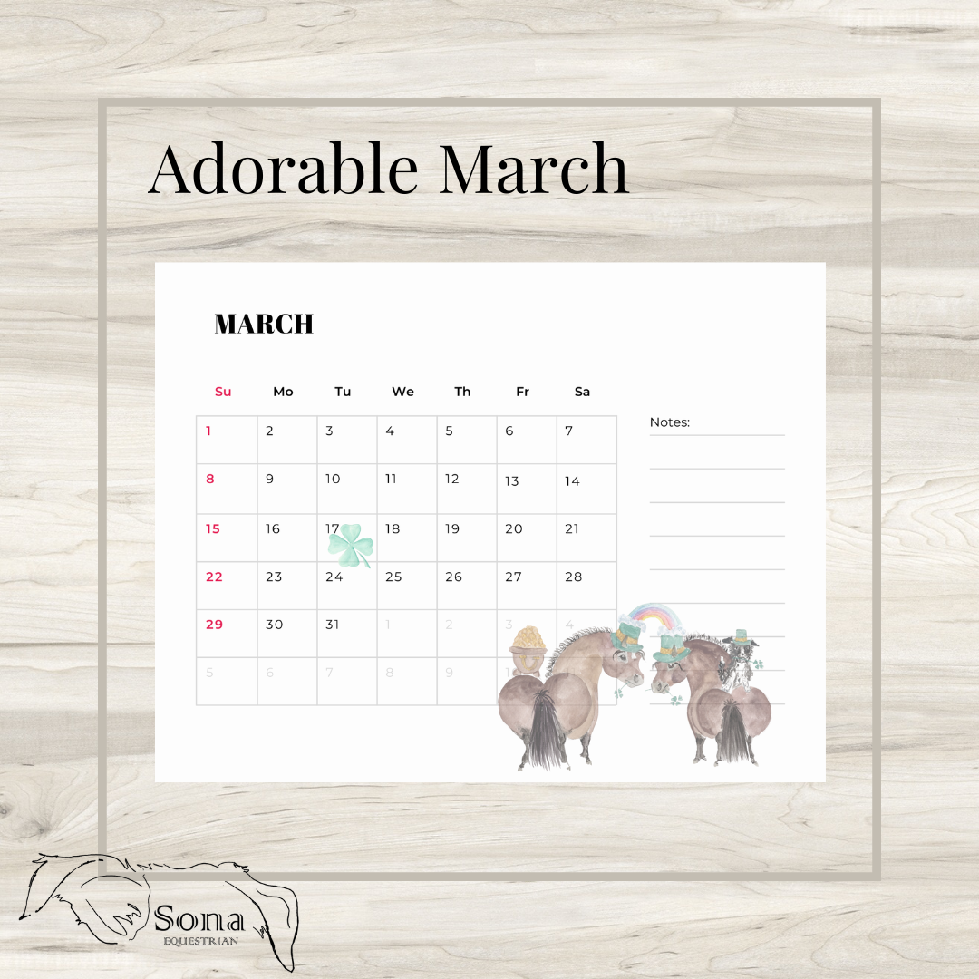 Adorable Ponies 2026 Calendar - Digital Download version