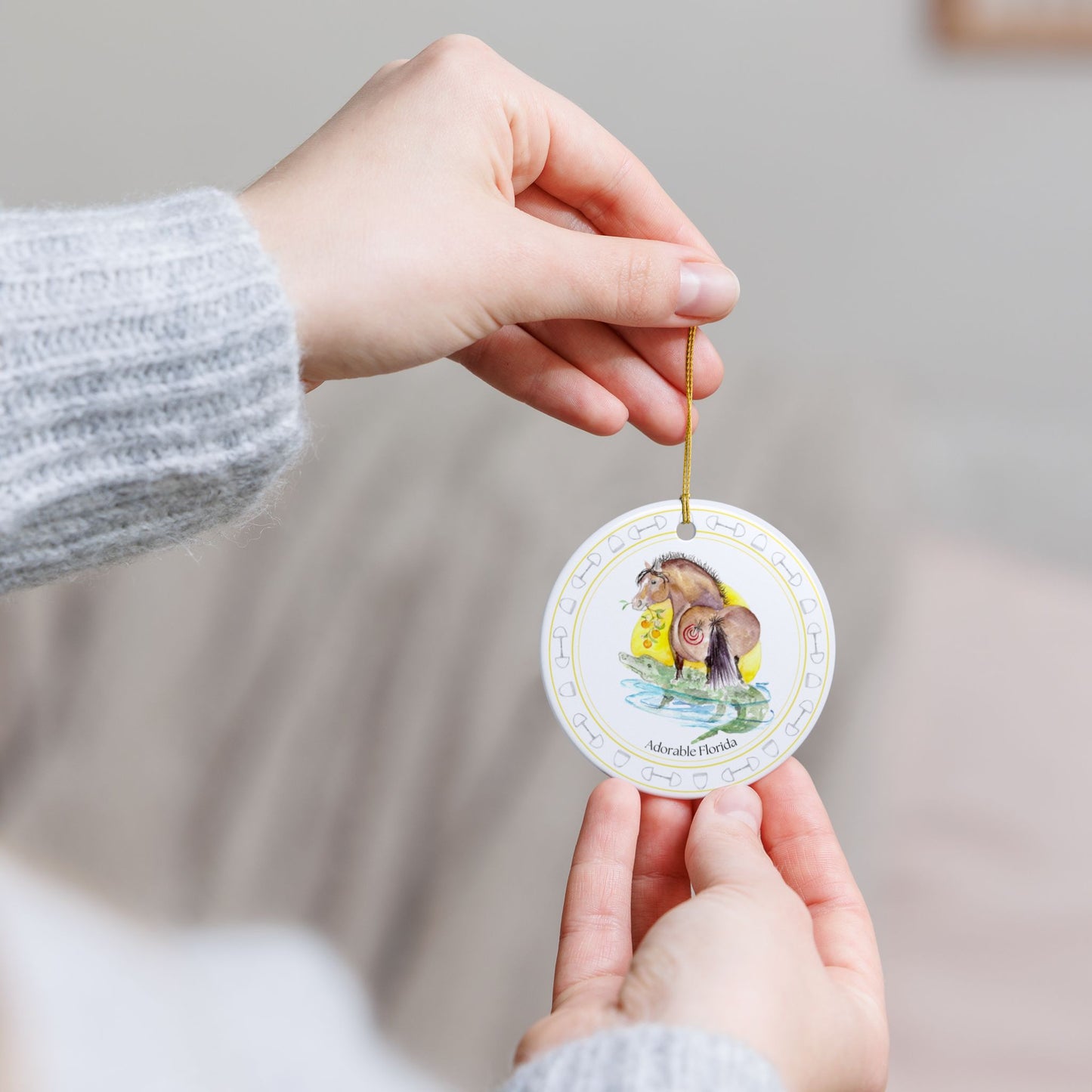 Adorable Florida Ceramic Ornaments, Custom Holiday Decor, 2-Sided Christmas Ornament, Unique Gift, Home Decoration, Keepsake