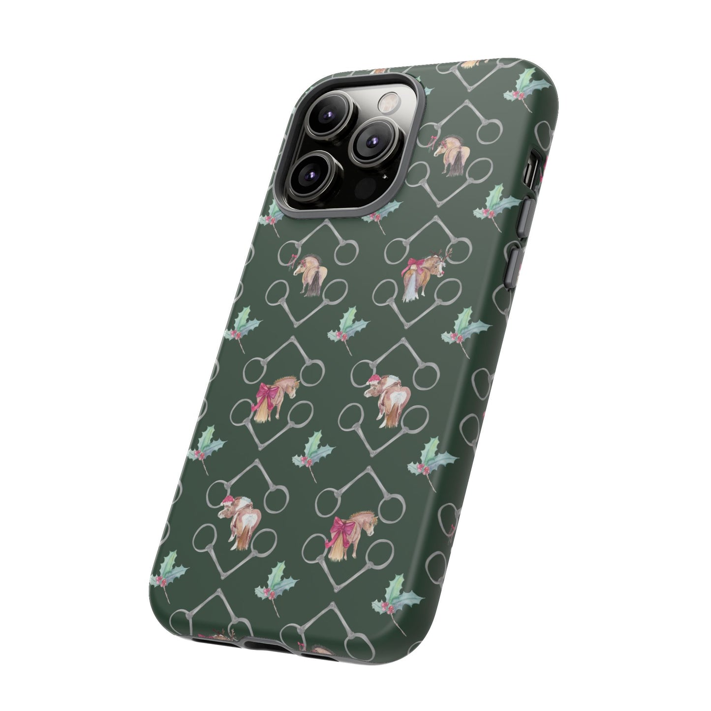 Adorable Little Ponies and Holly in Hunter Green Tough Phone Case