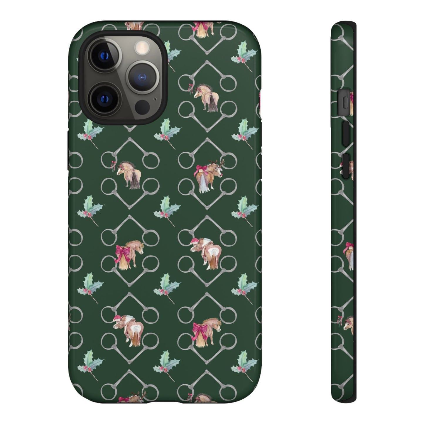 Adorable Little Ponies and Holly in Hunter Green Tough Phone Case