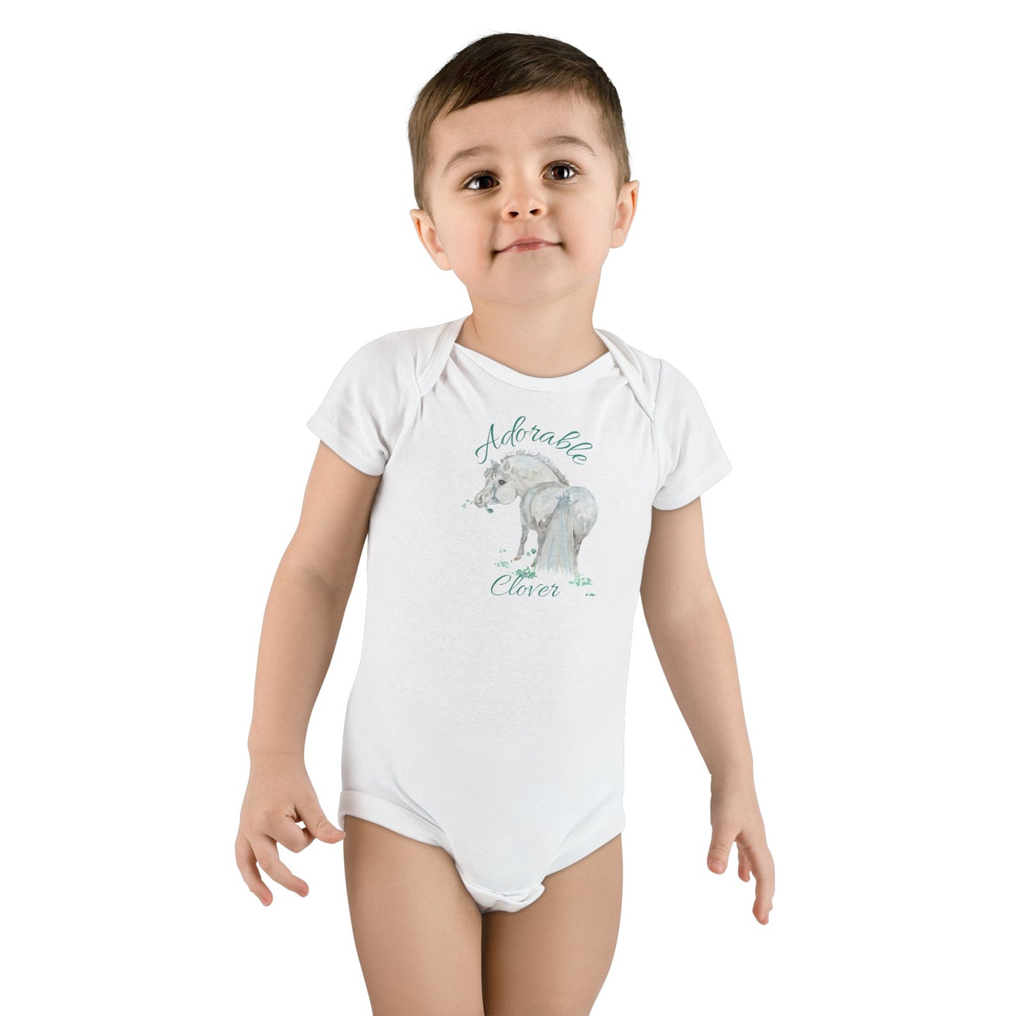 Adorable Little Clover Organic Baby Onesie – Adorable Pony Bodysuit