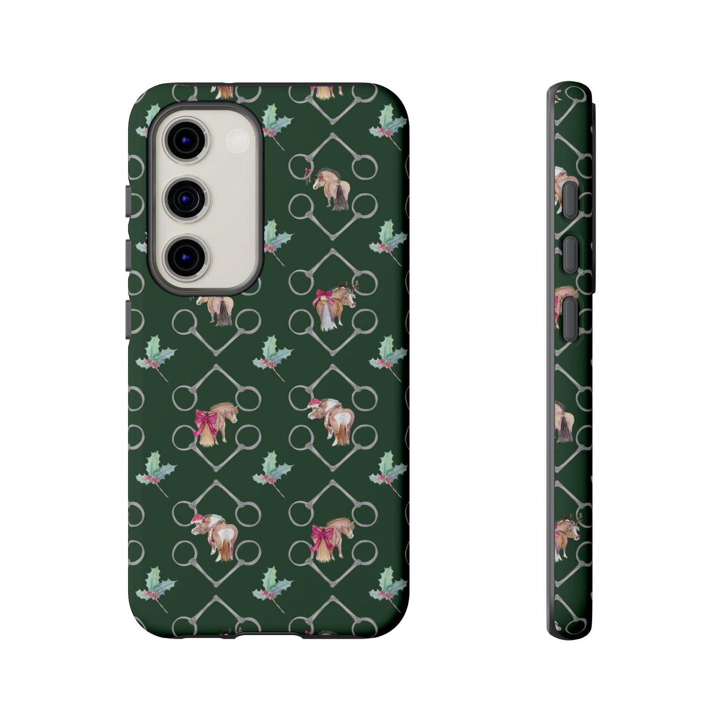 Adorable Little Ponies and Holly in Hunter Green Tough Phone Case