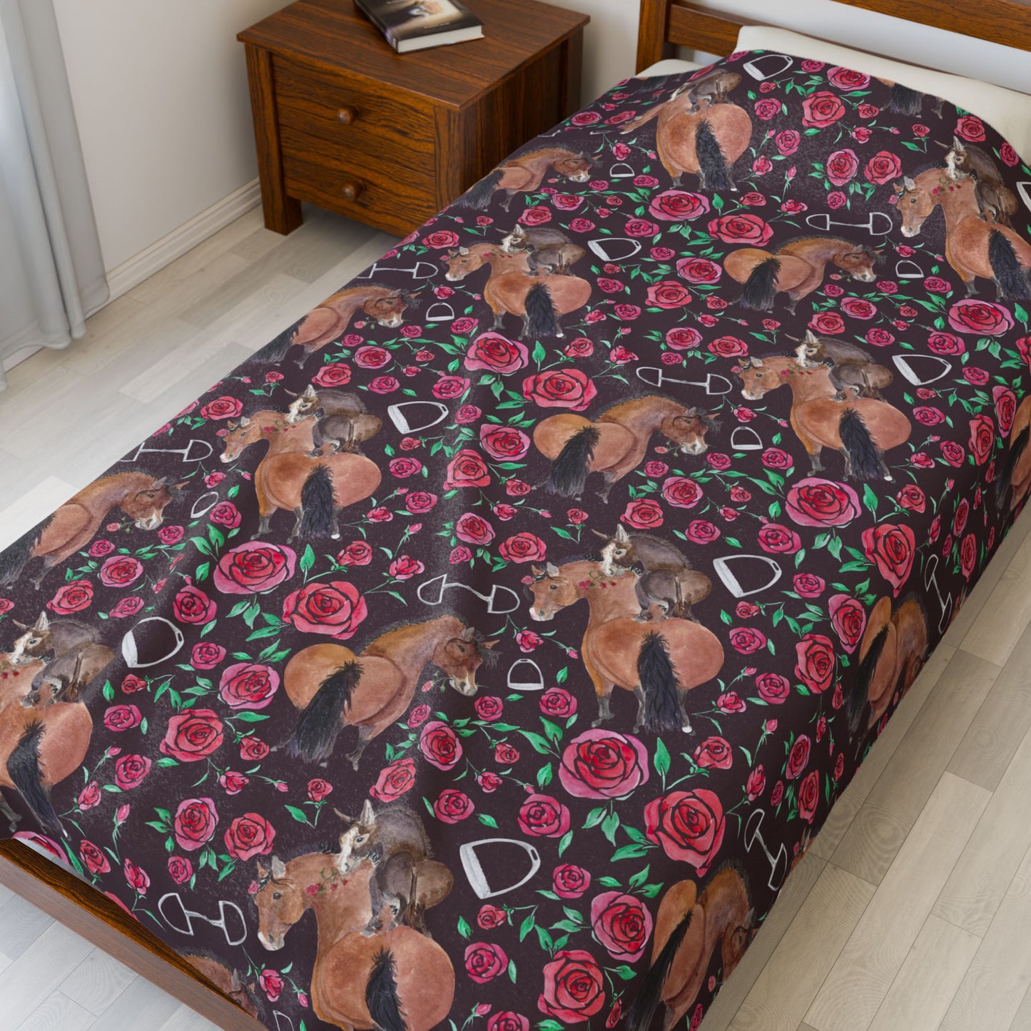 Plush Blanket Adorable Little Rose and Rico - brown