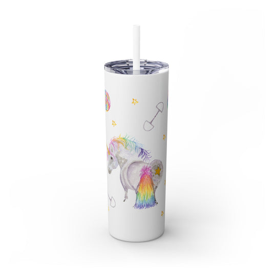 Adorable Little Rainbow Unicorn   Skinny Tumbler with Straw, 20oz