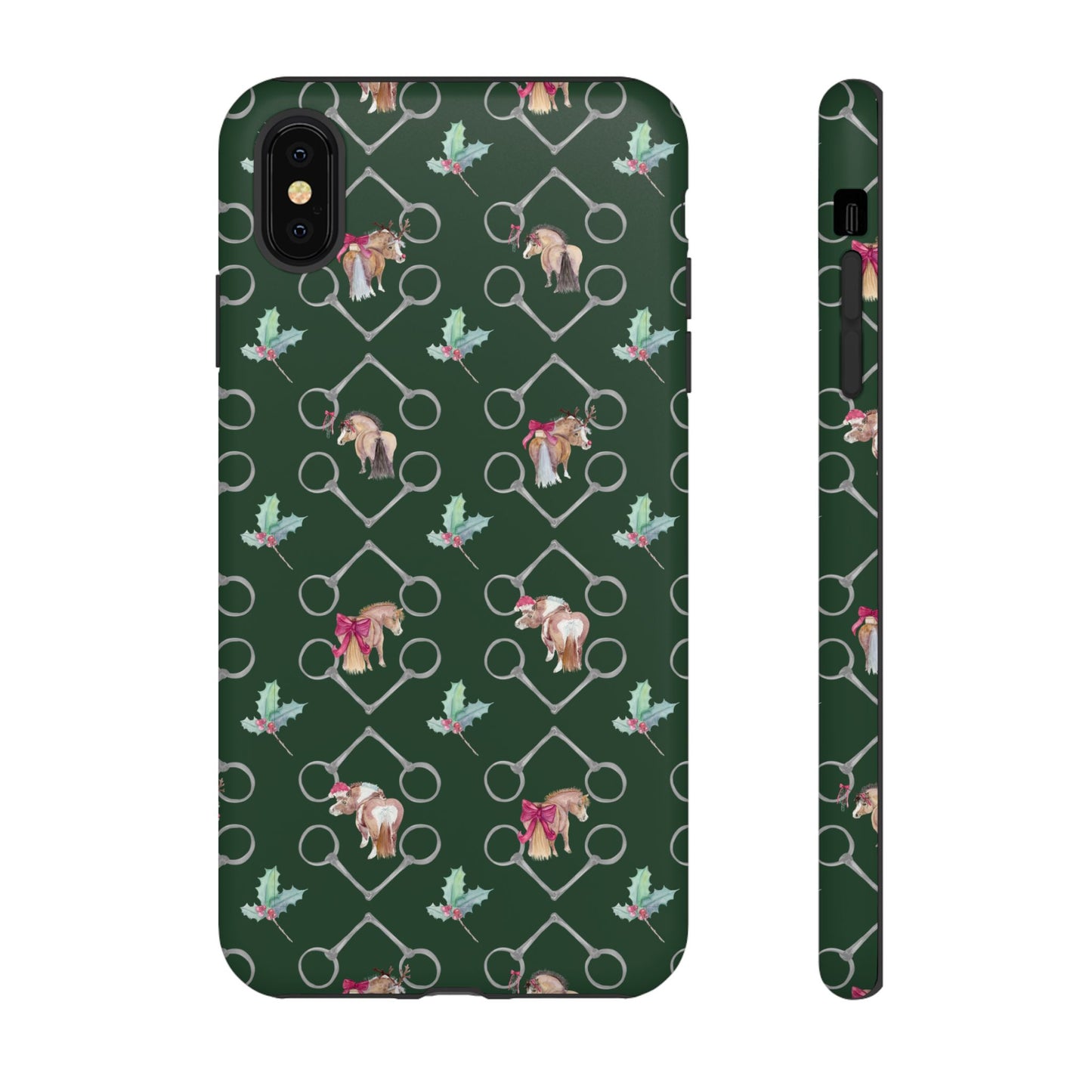 Adorable Little Ponies and Holly in Hunter Green Tough Phone Case