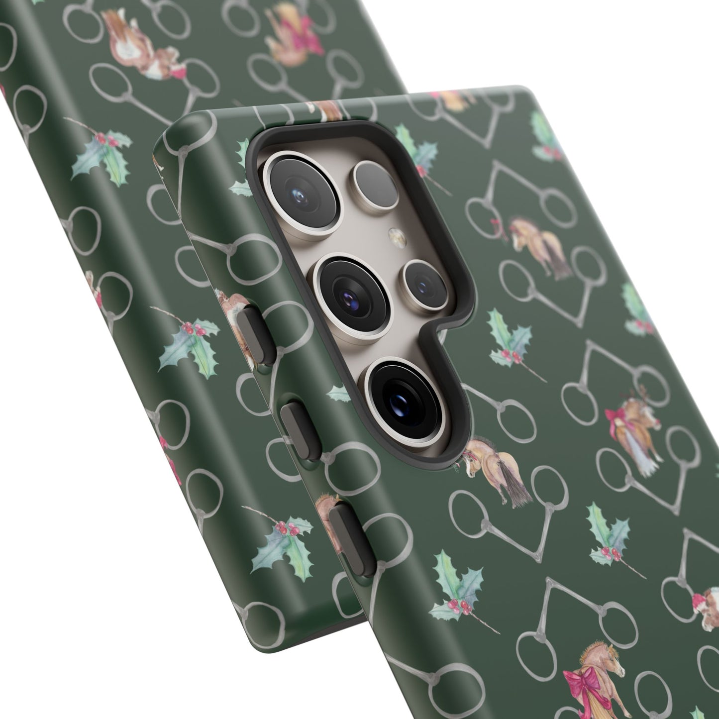 Adorable Little Ponies and Holly in Hunter Green Tough Phone Case