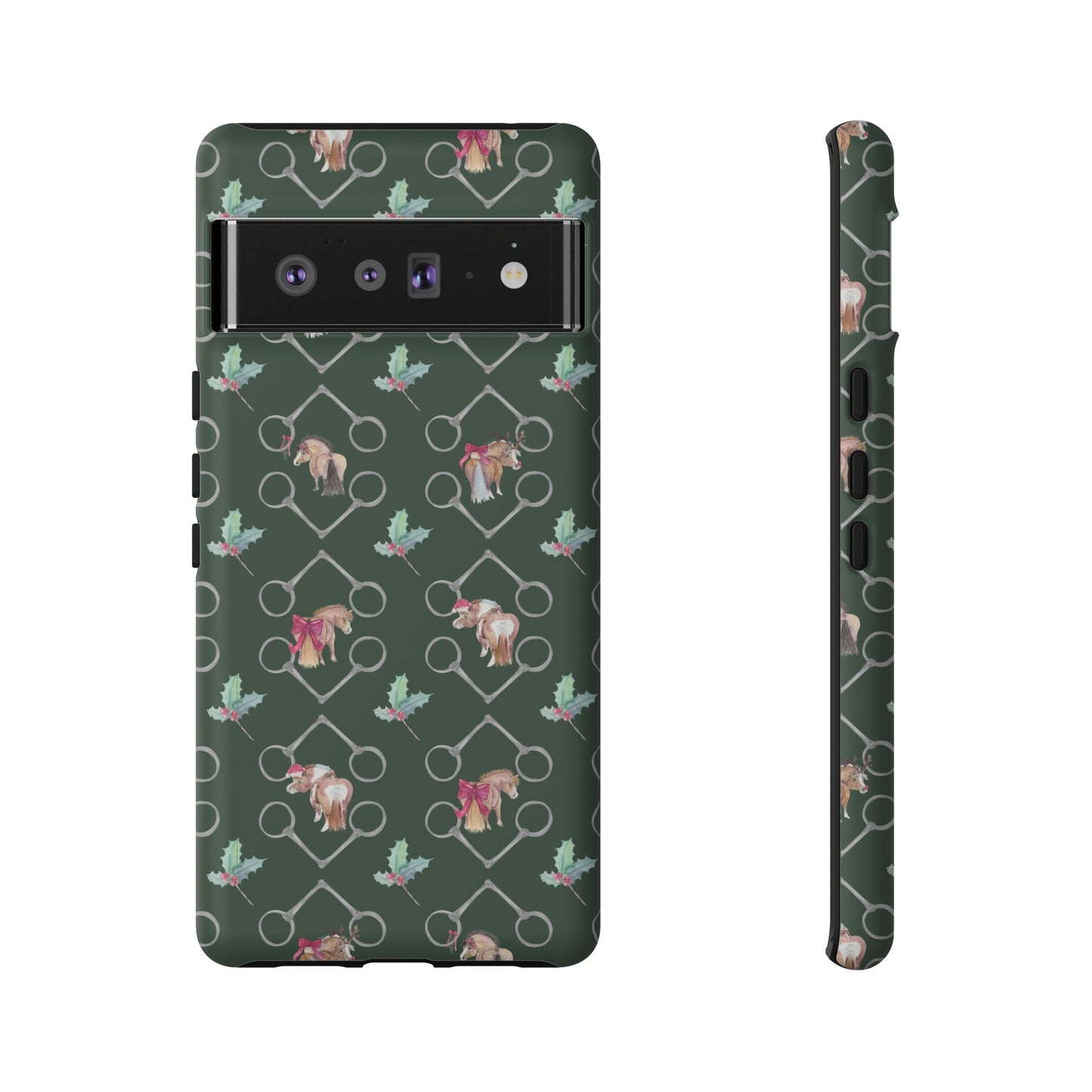 Adorable Little Ponies and Holly in Hunter Green Tough Phone Case