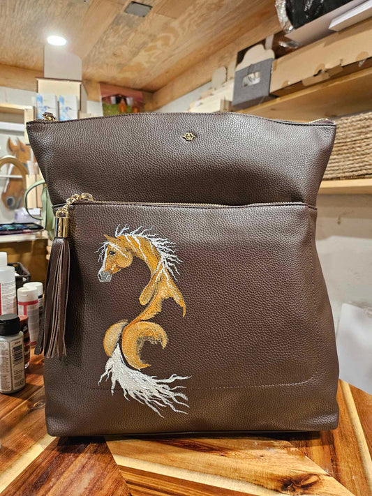 Palomino on Brown Hand Painted Bag