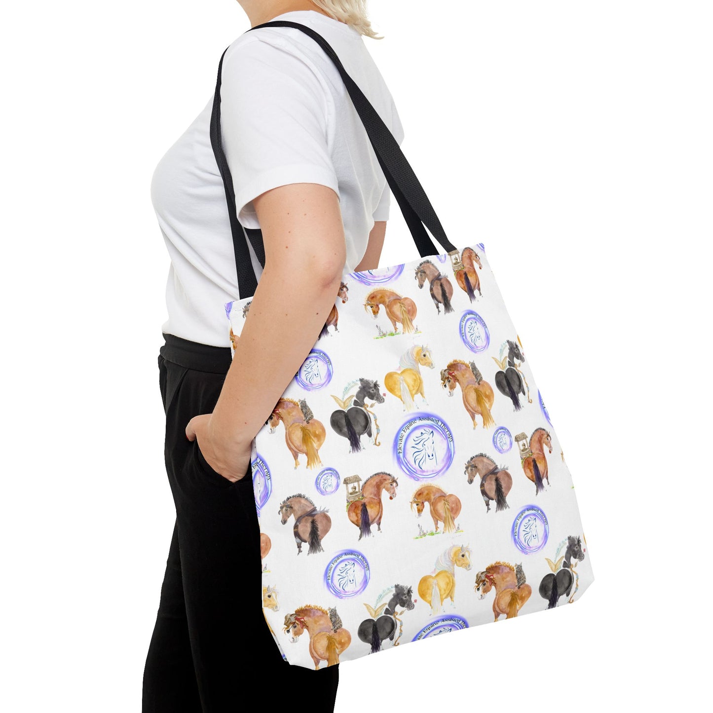 Adorable little Elevate Equine Herd Tote Bag - Whimsical Equestrian Design