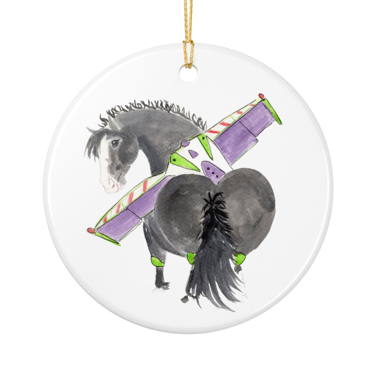 Buzz Lightyear Ceramic Ornament — Cute Black Pony Holiday Decoration