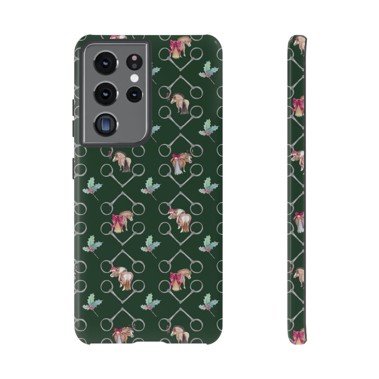 Adorable Little Ponies and Holly in Hunter Green Tough Phone Case