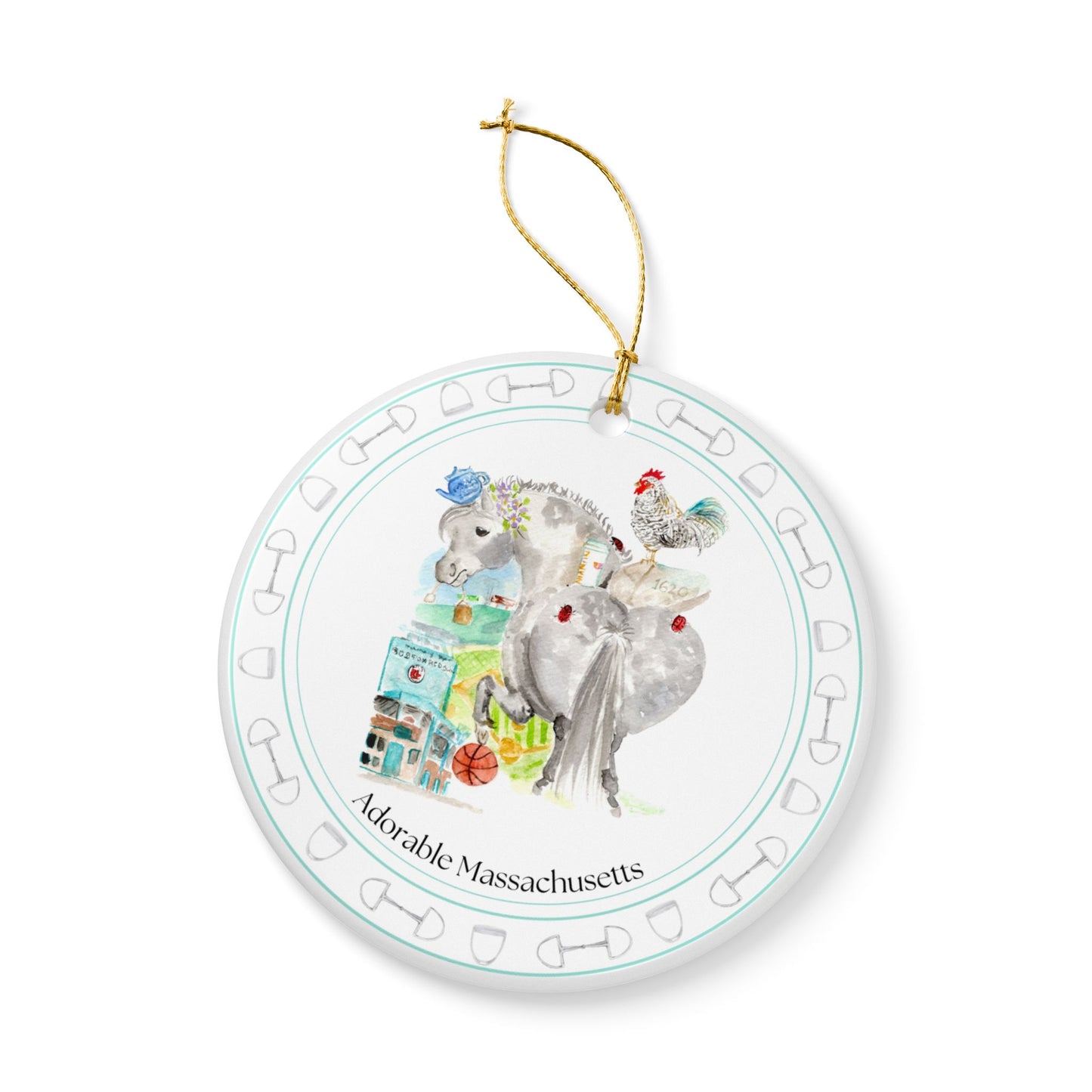 Adorable Massachusetts  Ceramic Ornaments, Custom Holiday Decor, 2-Sided Christmas Ornament, Unique Gift, Home Decoration, Keepsake