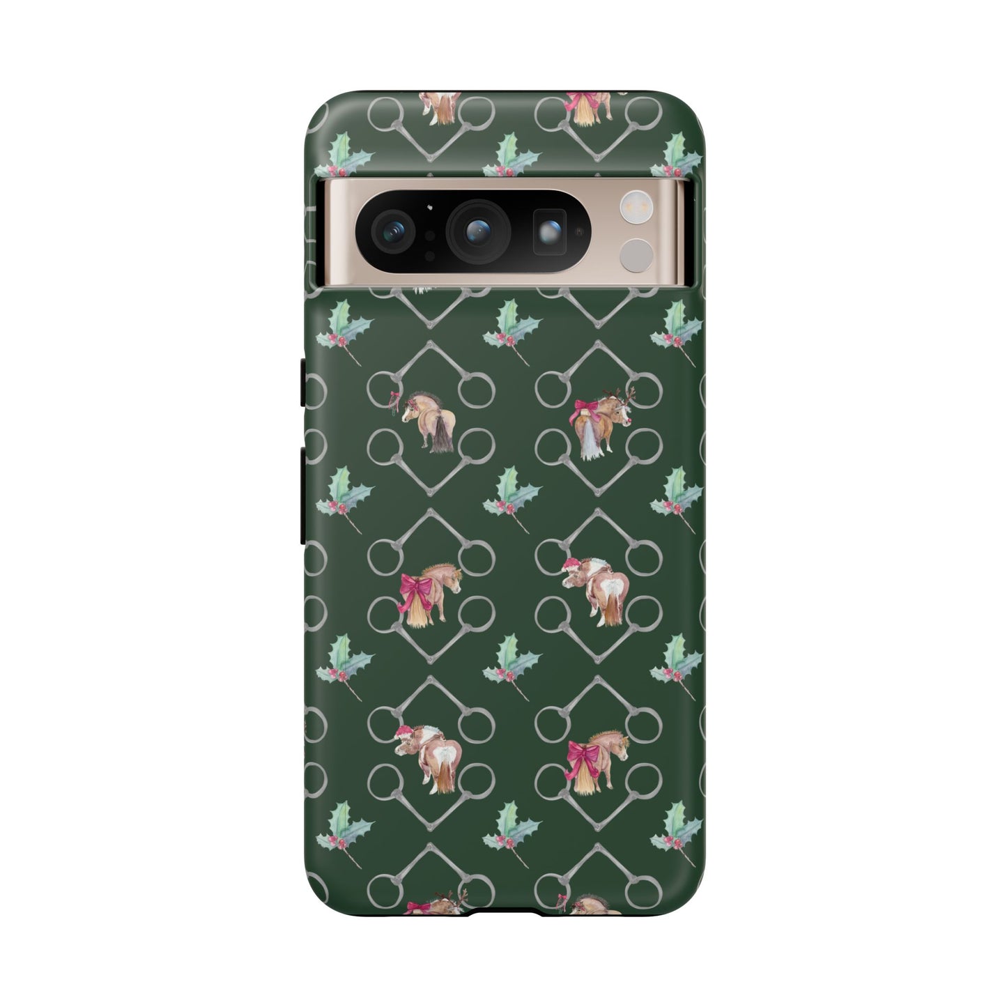 Adorable Little Ponies and Holly in Hunter Green Tough Phone Case