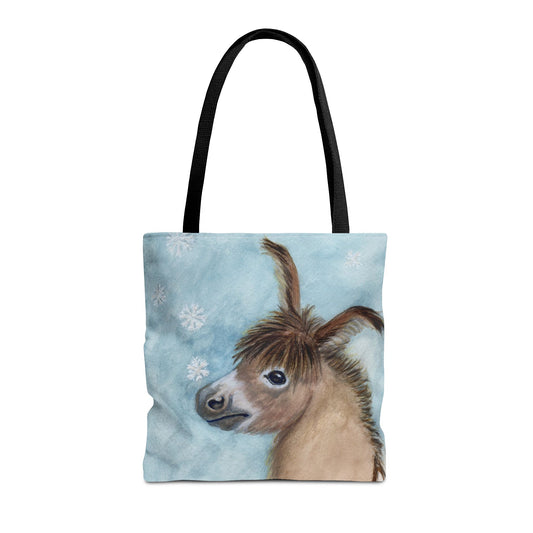 Snow flake donkey joy Tote Bag - Whimsical Equestrian Design