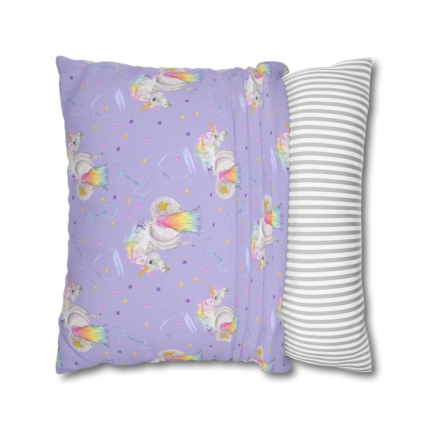 Adorable Little Unicorn Print - lavender Spun Polyester Square Pillowcase