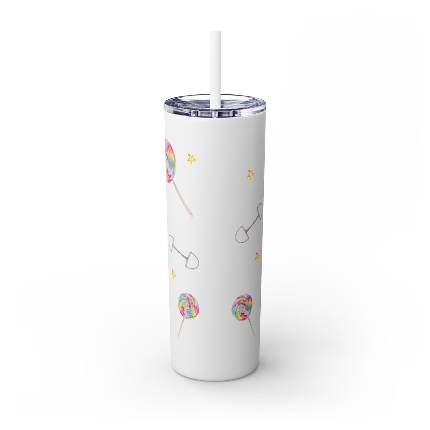 Adorable Little Rainbow Unicorn   Skinny Tumbler with Straw, 20oz