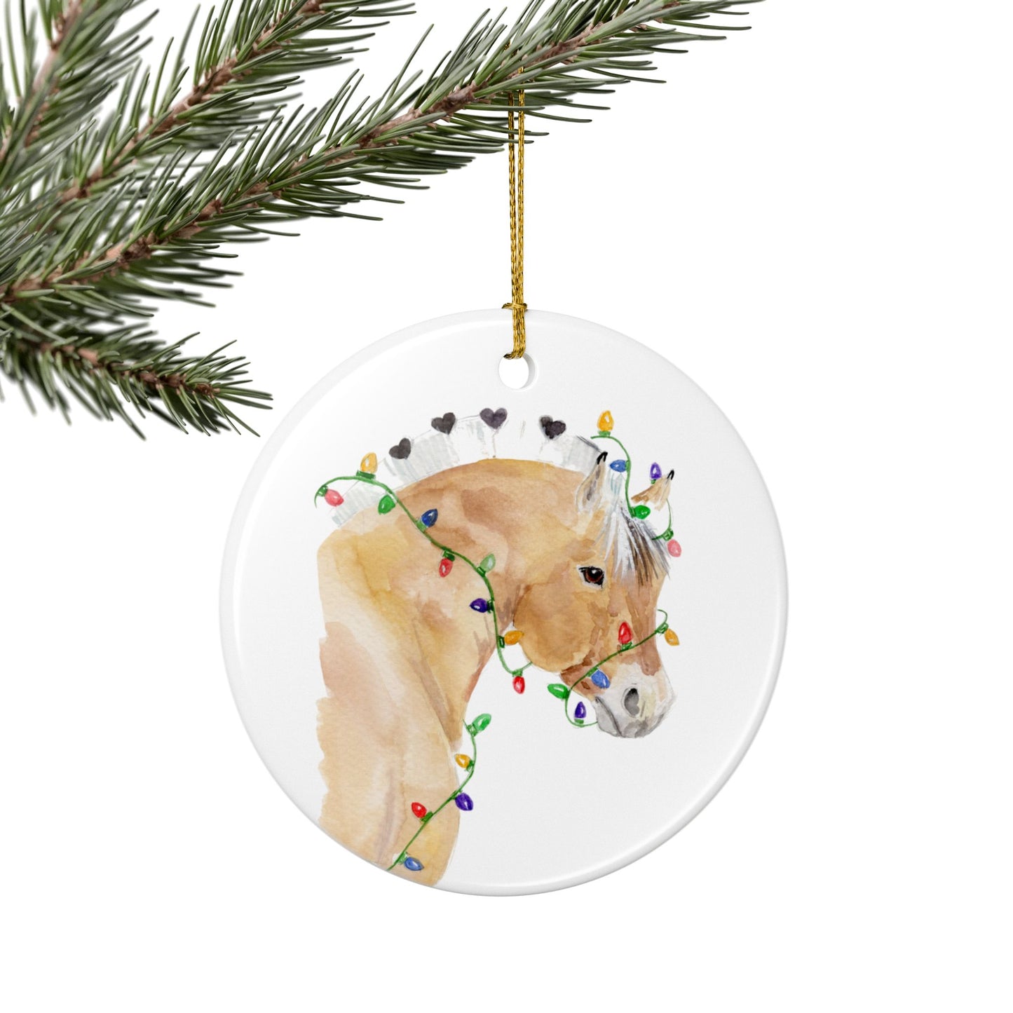 Lights and Love — Fjord Horse Christmas Ornament , 2-Sided Christmas Ornament, Unique Gift, Home Decoration, Keepsake