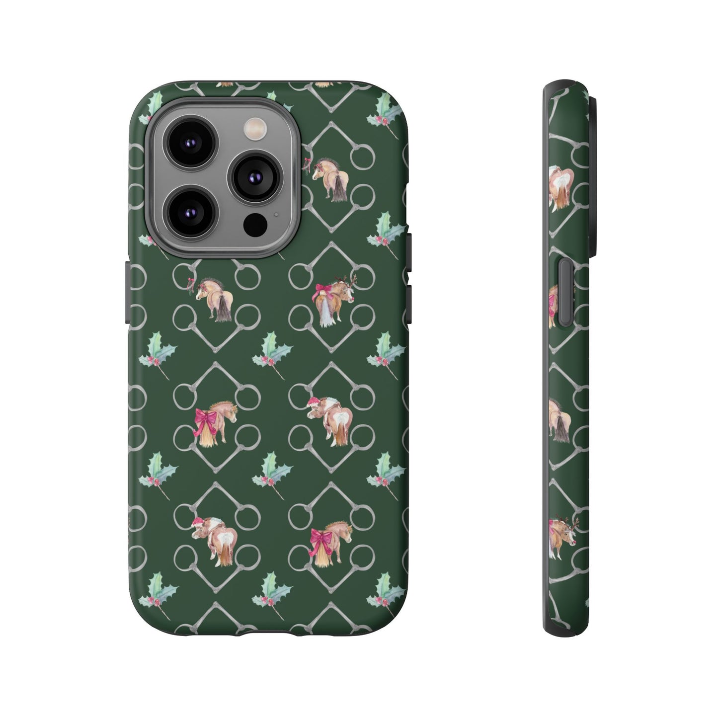 Adorable Little Ponies and Holly in Hunter Green Tough Phone Case