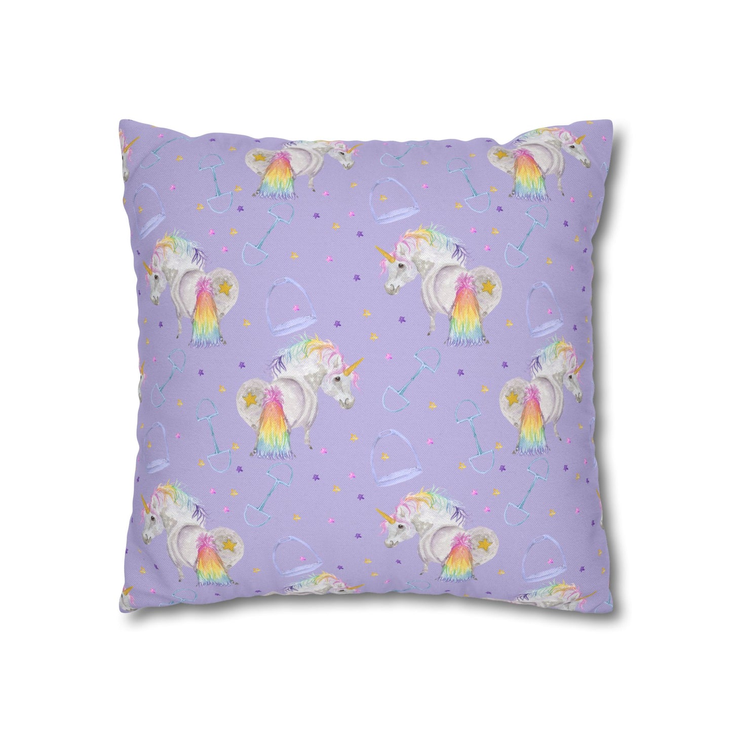 Adorable Little Unicorn Print - lavender Spun Polyester Square Pillowcase