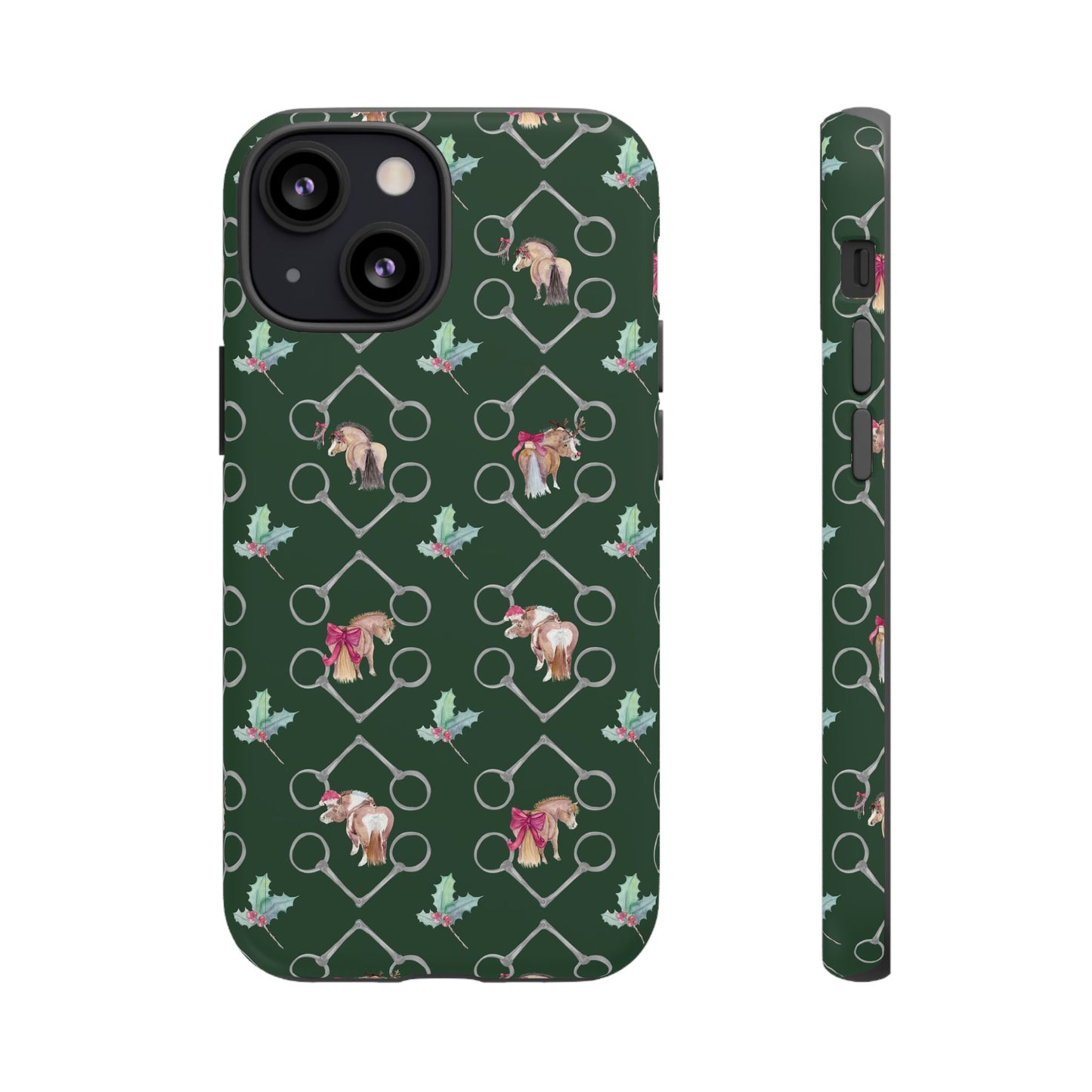 Adorable Little Ponies and Holly in Hunter Green Tough Phone Case