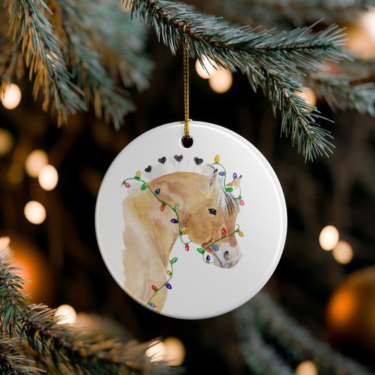 Lights and Love — Fjord Horse Christmas Ornament , 2-Sided Christmas Ornament, Unique Gift, Home Decoration, Keepsake