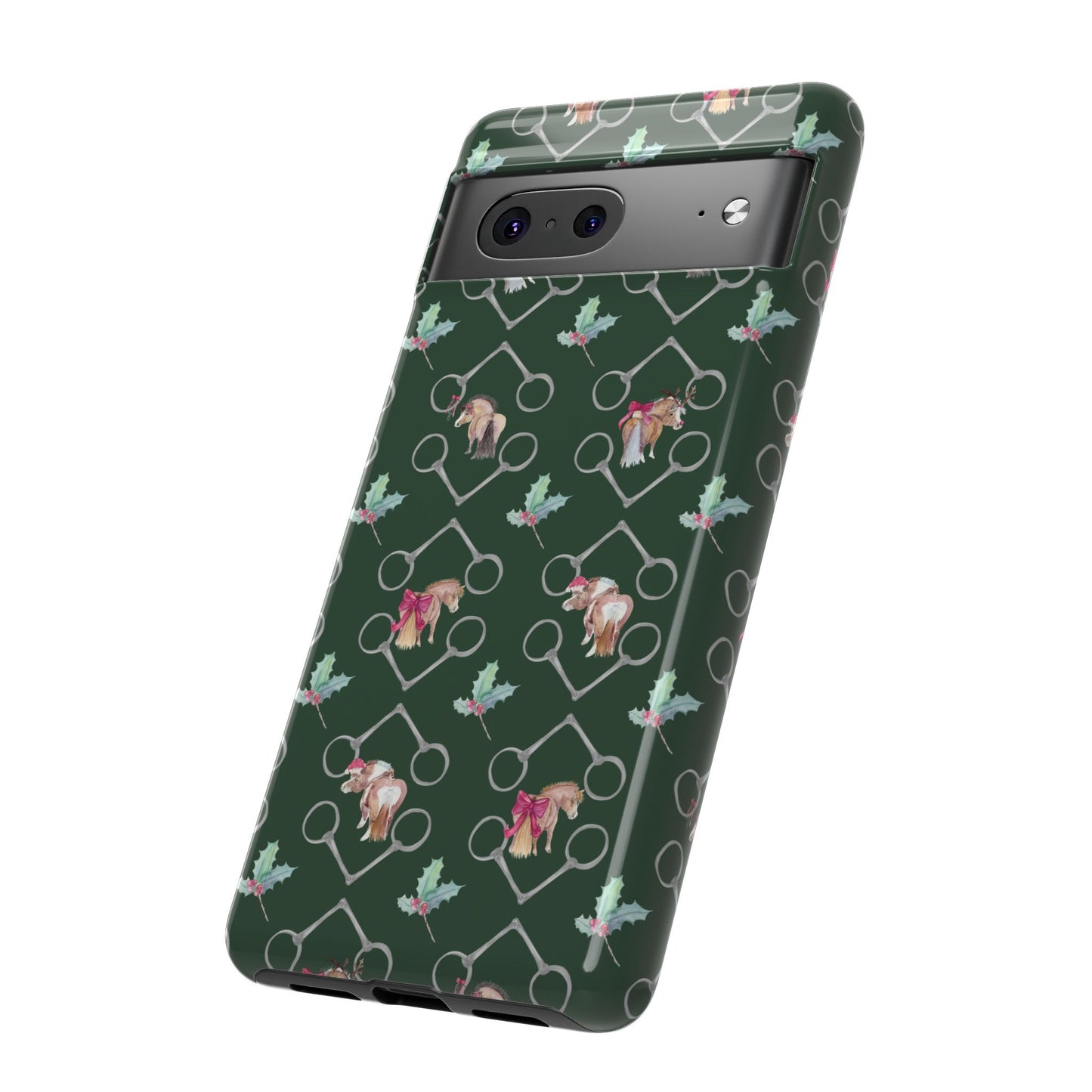 Adorable Little Ponies and Holly in Hunter Green Tough Phone Case