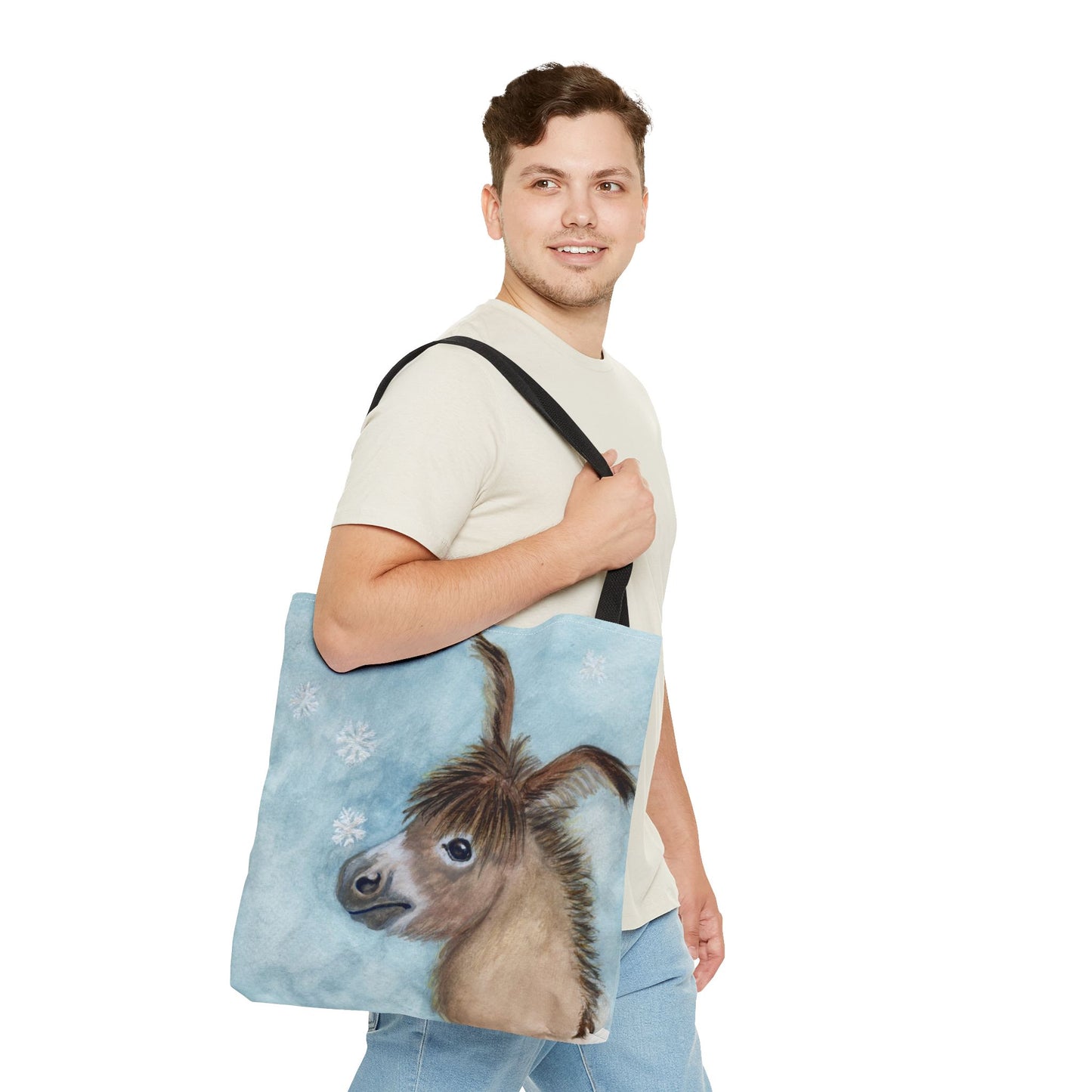 Snow flake donkey joy Tote Bag - Whimsical Equestrian Design