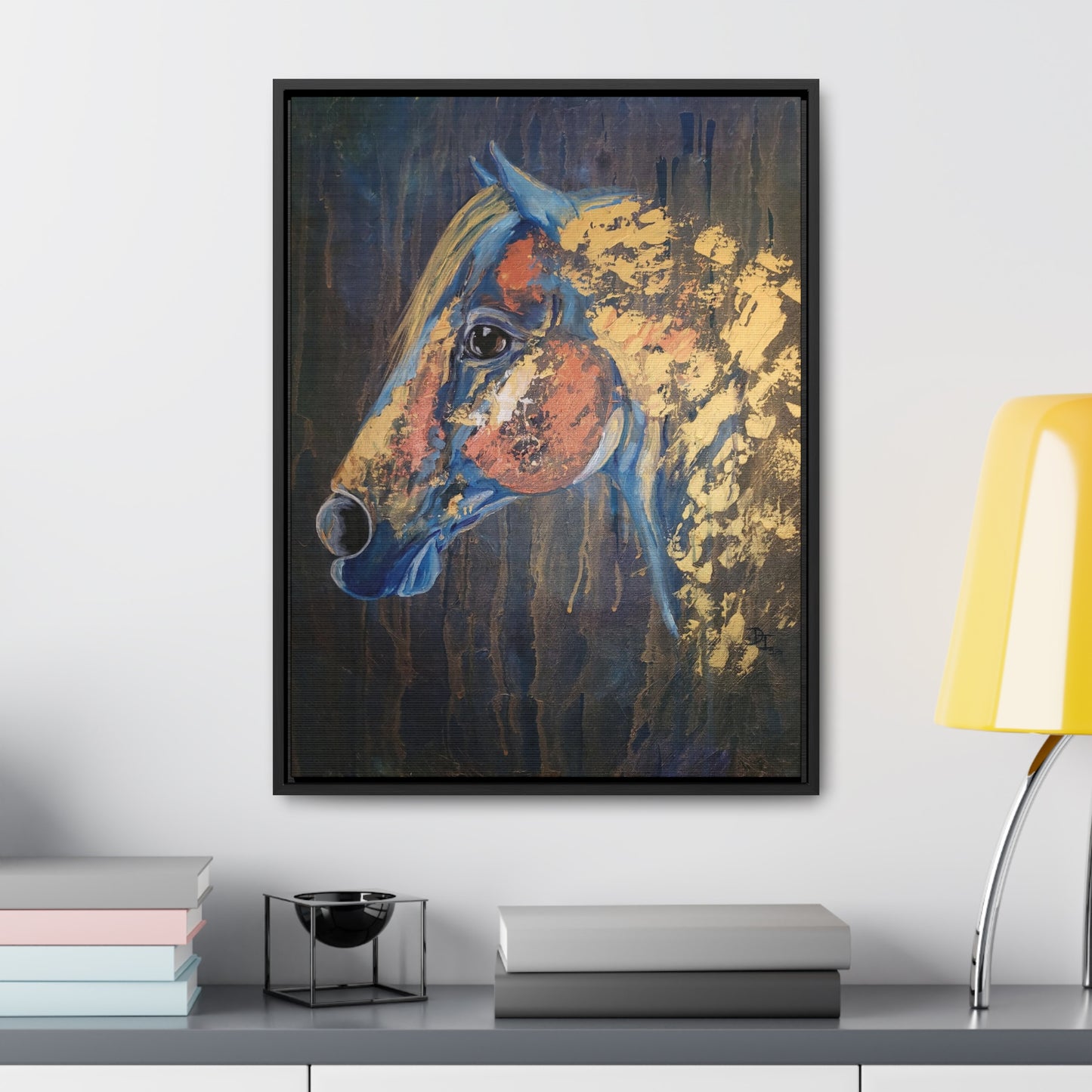 Love Blue and Gold Gallery Canvas Wraps, Vertical Frame - SonaEquestrian