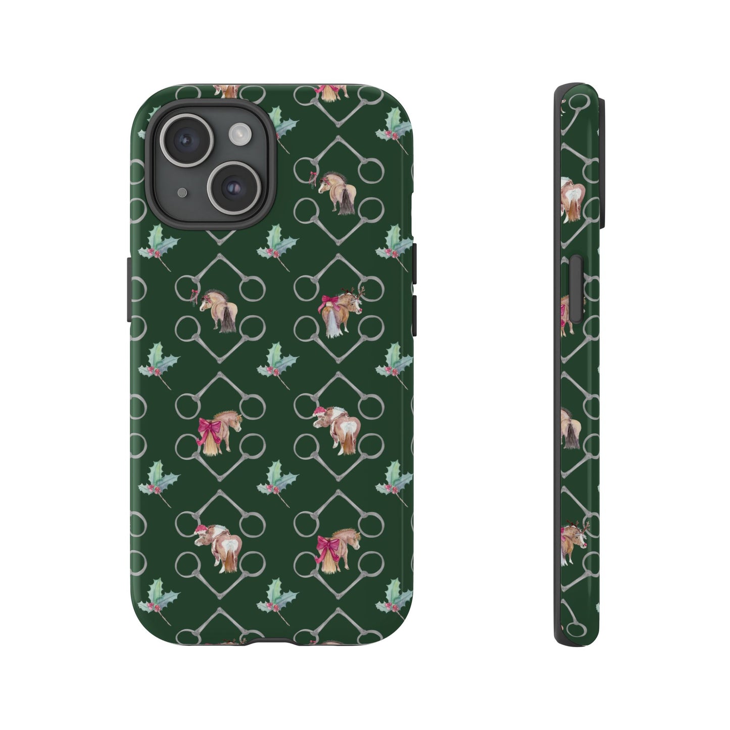 Adorable Little Ponies and Holly in Hunter Green Tough Phone Case