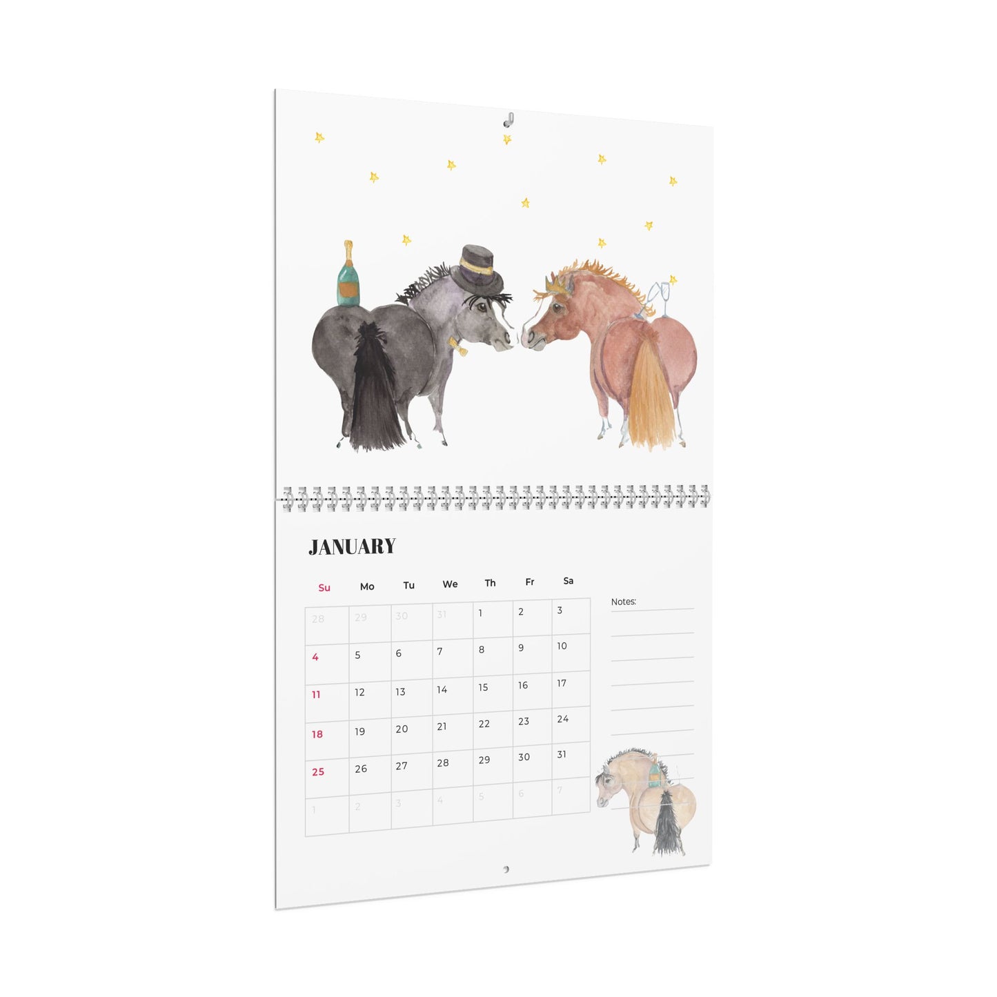 Adorable Ponies 2026 Wall Calendar — 12-Month Illustrated Planner