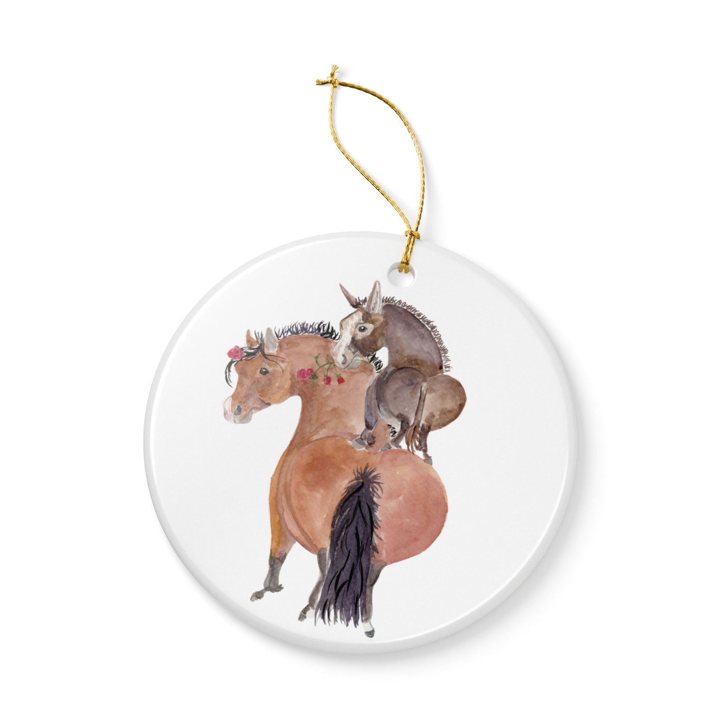 Adorable Rose and Rico Ceramic Ornaments, Custom Holiday Decor, 2-Sided Christmas Ornament, Unique Gift, Home Decoration, Keepsake