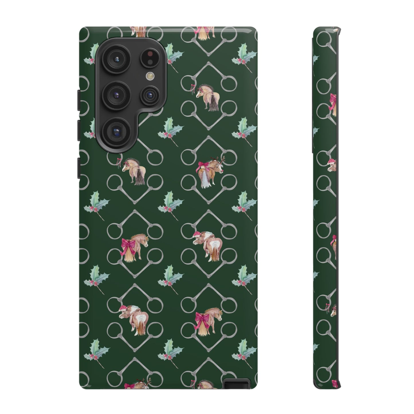 Adorable Little Ponies and Holly in Hunter Green Tough Phone Case