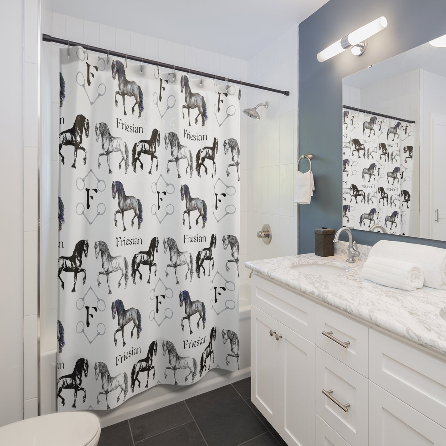 F is for Friesian Shower Curtains